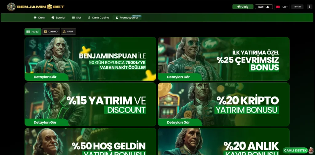 Benjaminsbet Bonusları